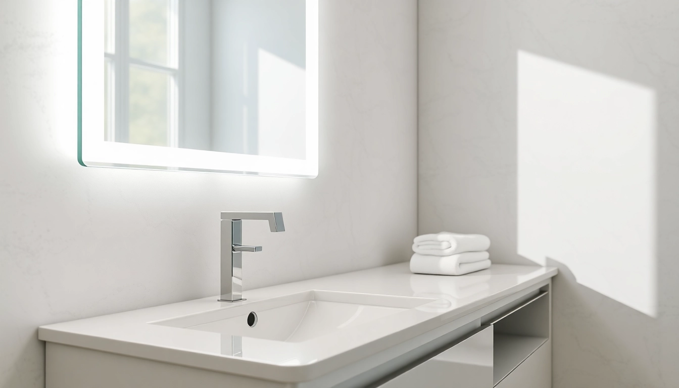 Reflecting the elegance of the led mirror bathroom with backlit design and minimalist décor.