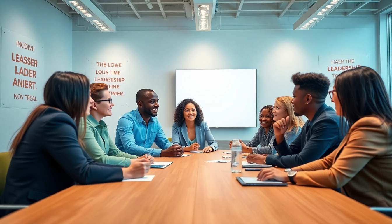Participating in inclusive leadership training, a diverse team engages in collaborative discussions.
