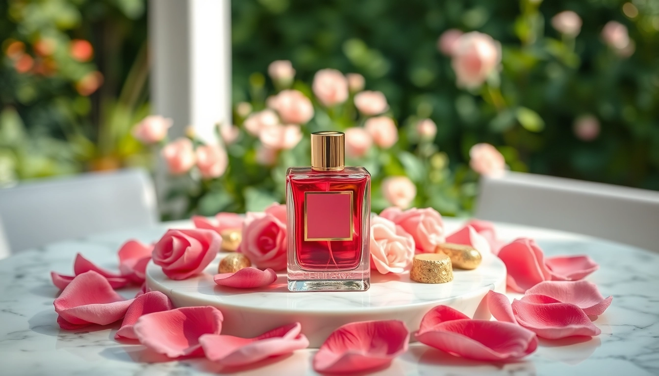 Experience the luxurious Velvet rose & oud fragrance with a stunning bottle against elegant decor.