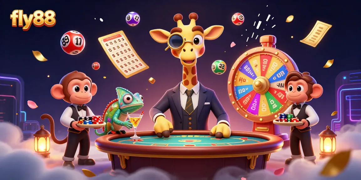 Join the excitement of fly88 with a high-roller giraffe at a VIP poker table amidst vibrant casino elements.