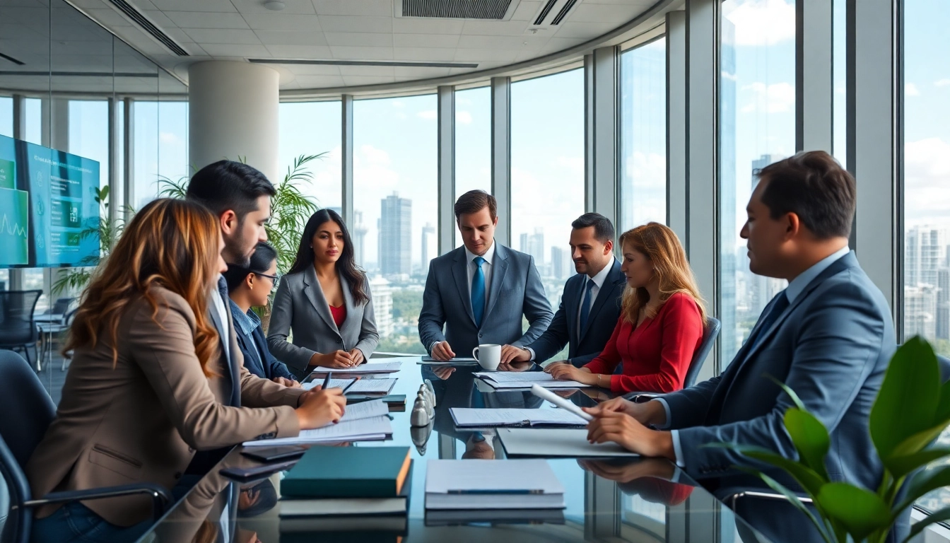law firm in Miami featuring professional attorneys collaborating in a modern office