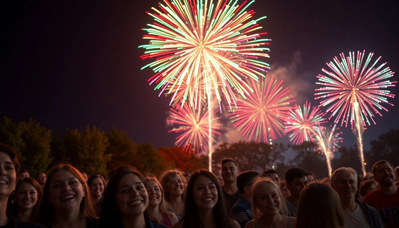 Experience cheap fireworks near me with a vibrant display lighting the night sky.