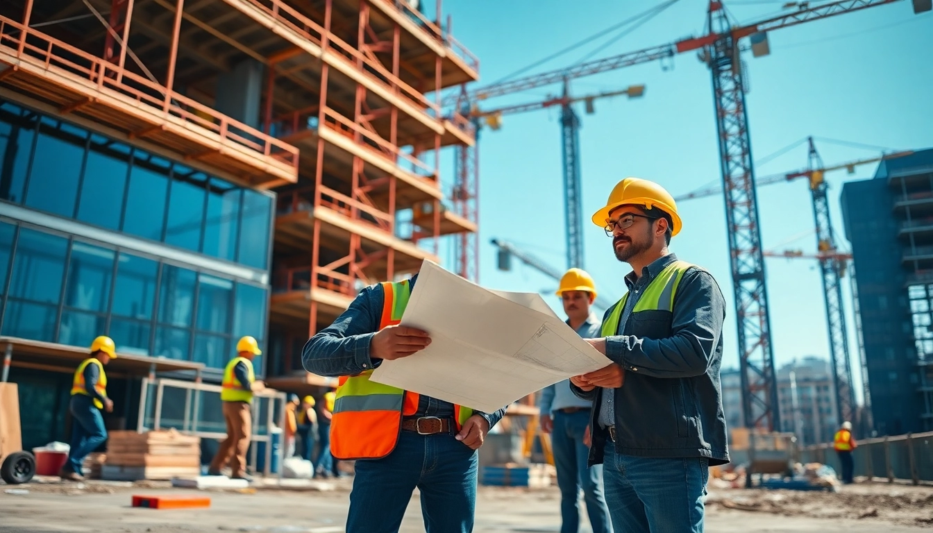 New York City Commercial General Contractor overseeing a construction site with active workers and equipment.