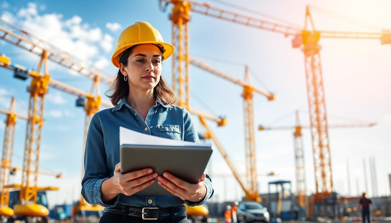 New York Commercial General Contractor managing a construction site with workers and machinery in action.