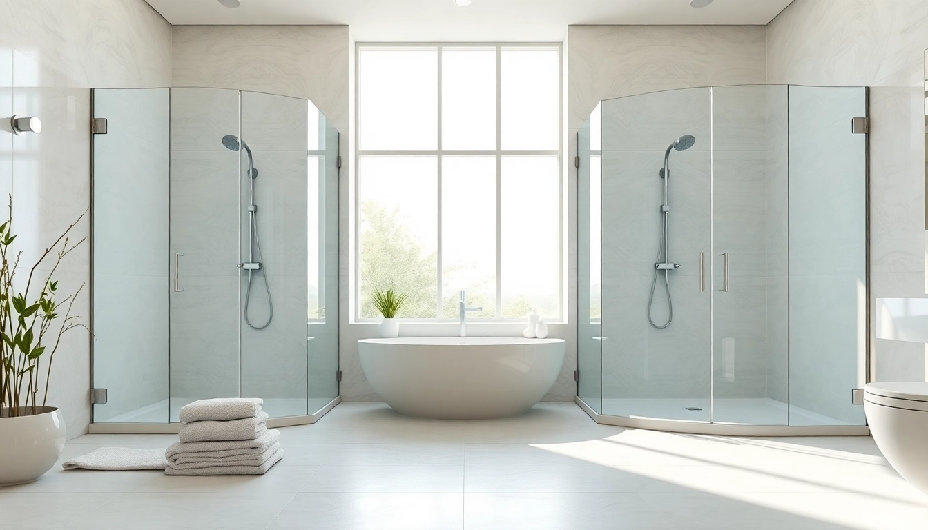 Experience elegant showers in a beautifully designed bathroom with modern fixtures and bright spaces.