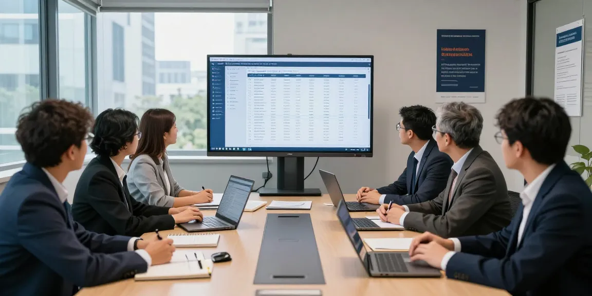 Collaborative forensic audit team at aafikotabekasi.org analyzing financial data in a professional conference room.