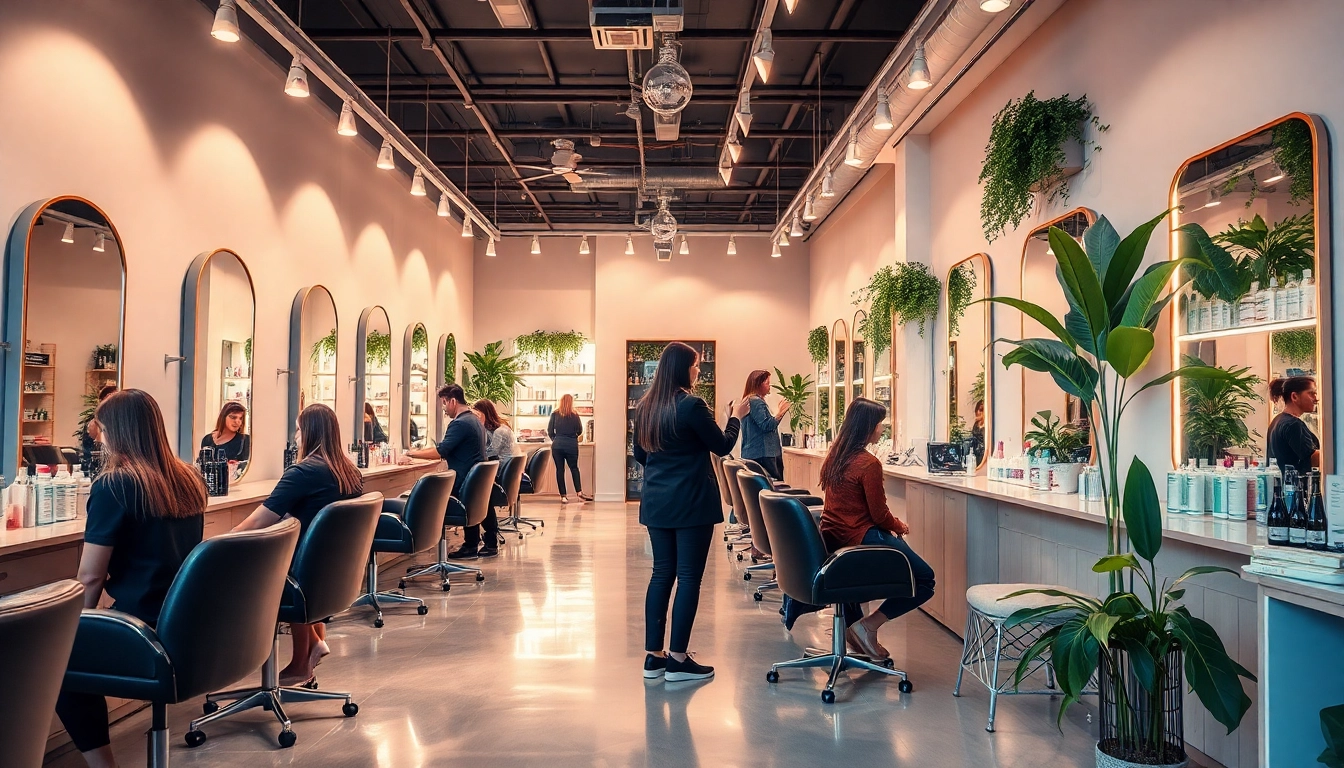 Best hair salons near me showcased in a modern, inviting salon setting with stylists and clients.