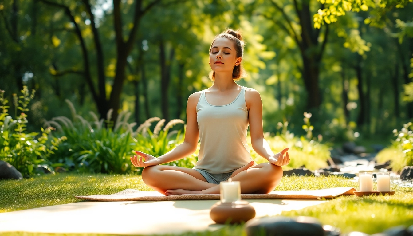 Capturing the essence of mental wellness through a person meditating in a peaceful outdoor environment.