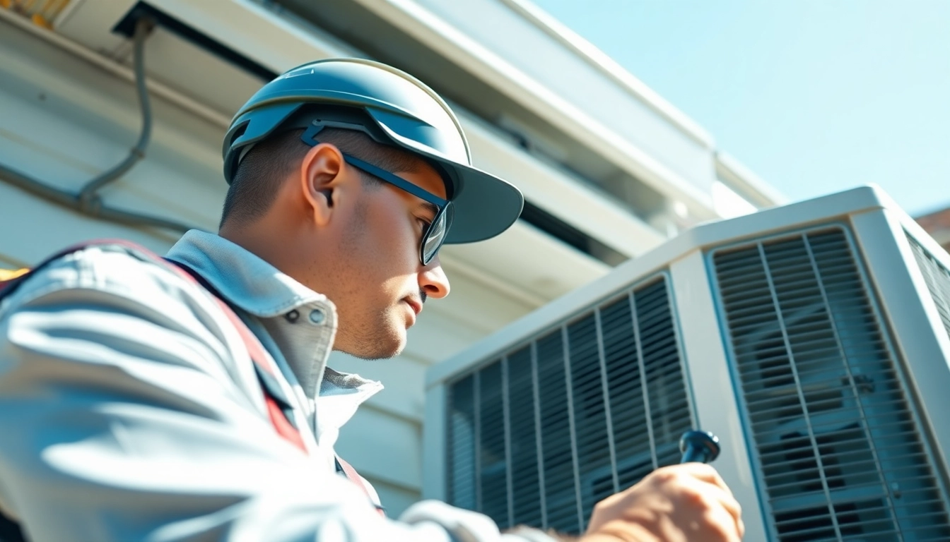 Technician performing Air Conditioning Repair Tampa in a residential setting with tools.