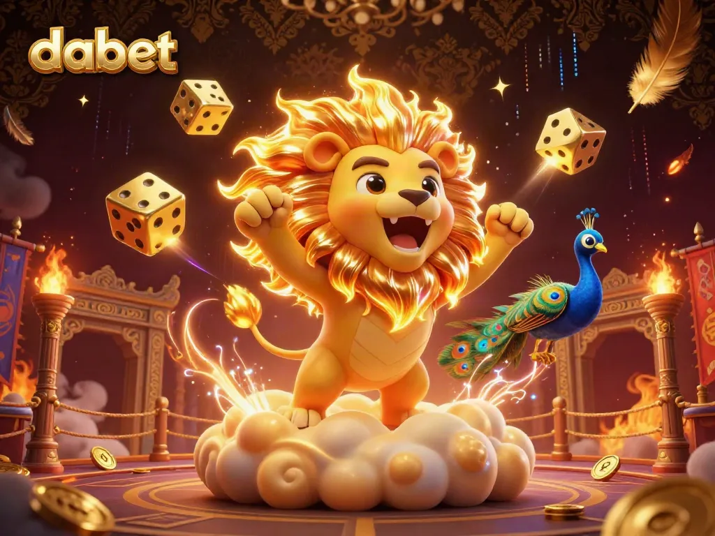 Experience the vibrant gaming world of dabet with a dynamic 3D illustration featuring exciting elements from the casino universe.
