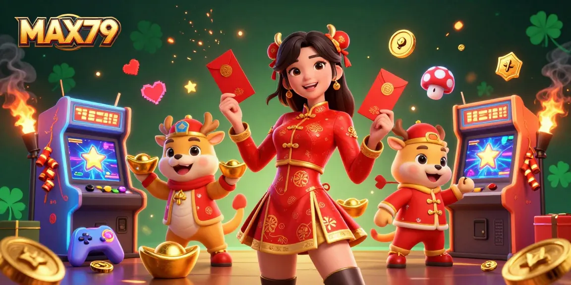 Play at MAX79 with vibrant Lunar New Year celebration featuring festive Asian imagery and gaming elements