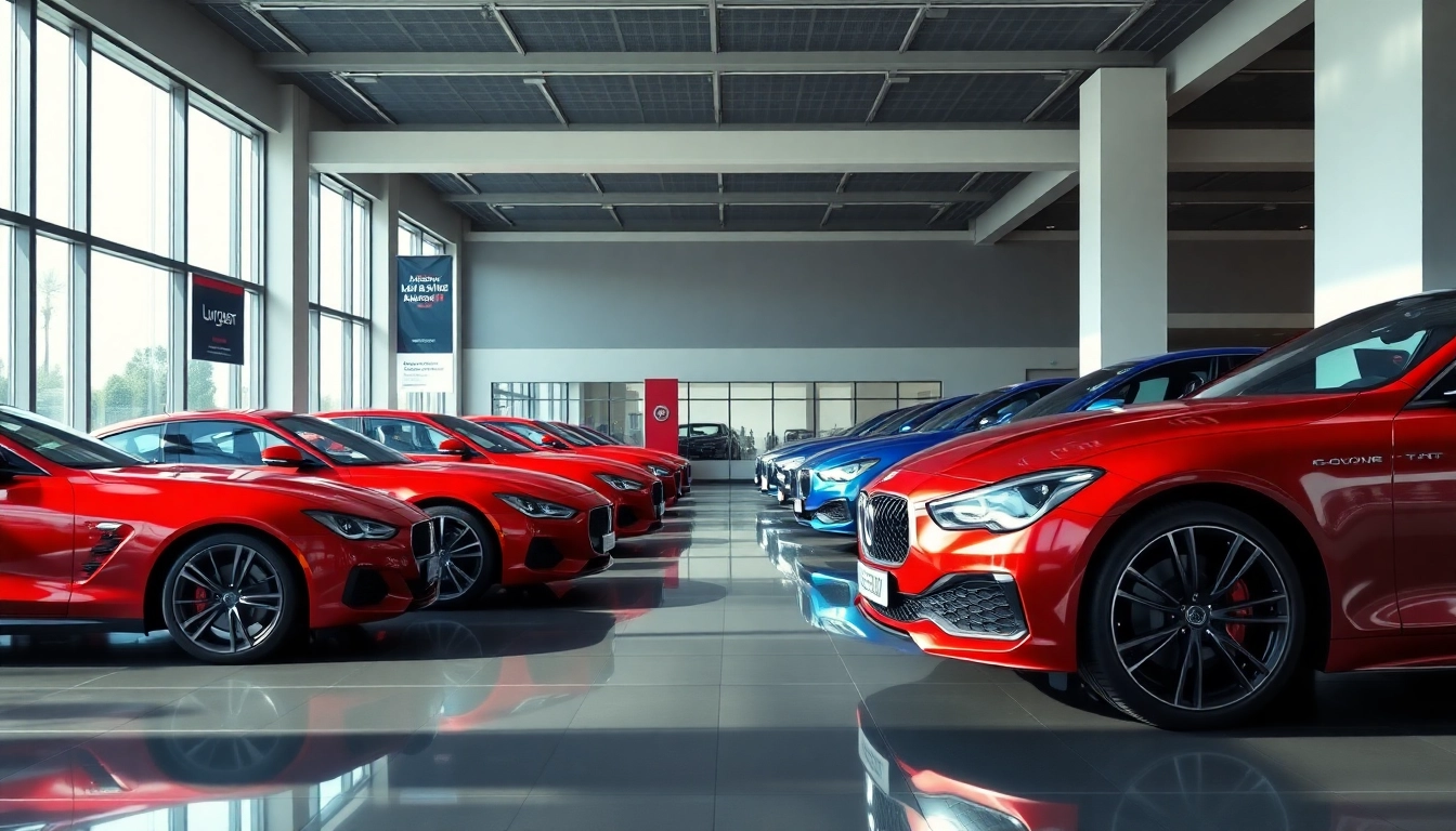 Showcase of luxury cars in Virginia water showroom highlighting their features and designs.