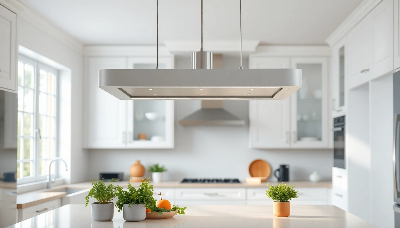 Illuminate your kitchen with this stylish island light fixture set in a modern decor.