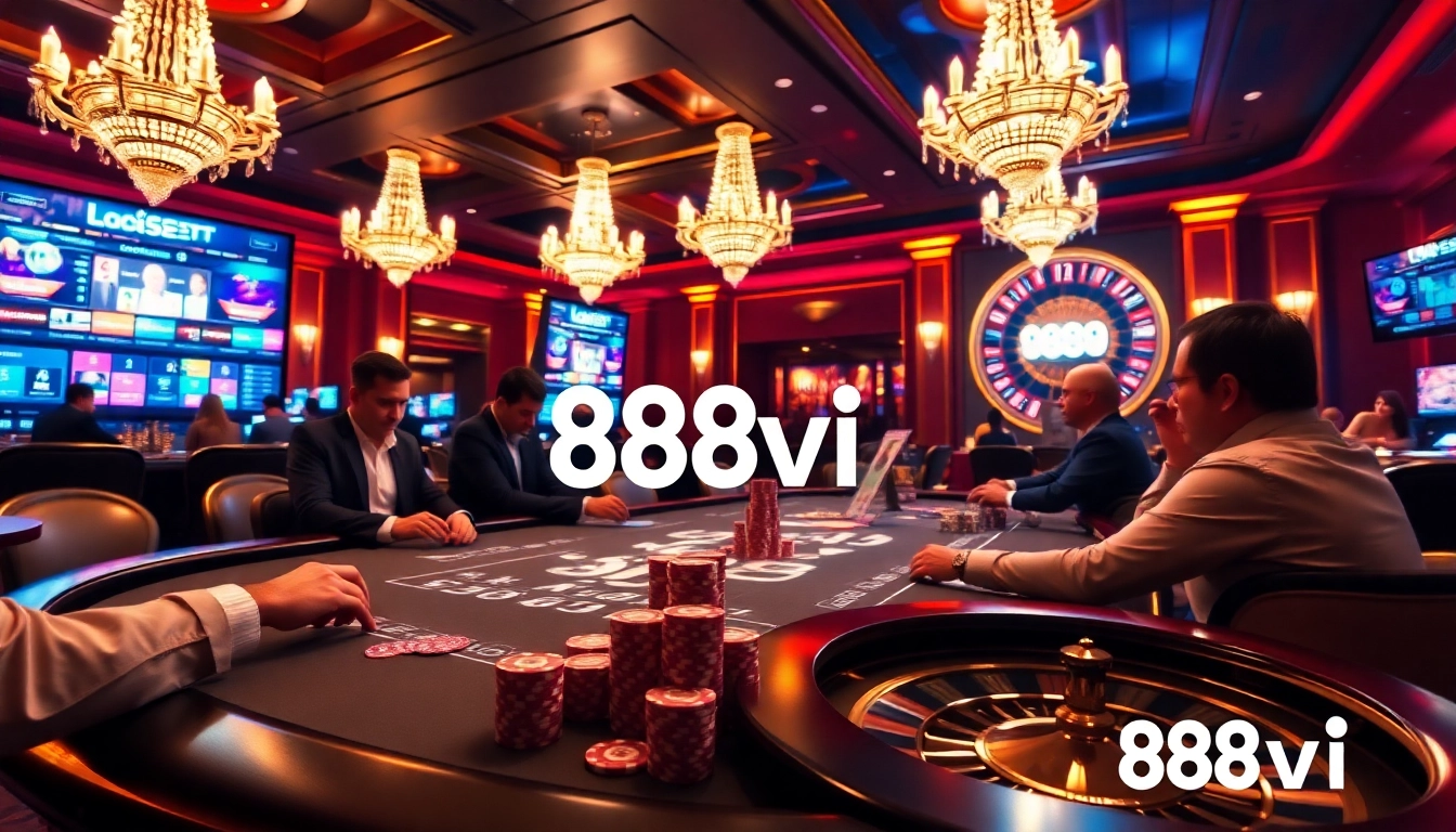 Exciting casino action at 888vi 22vip with players enjoying poker and roulette.