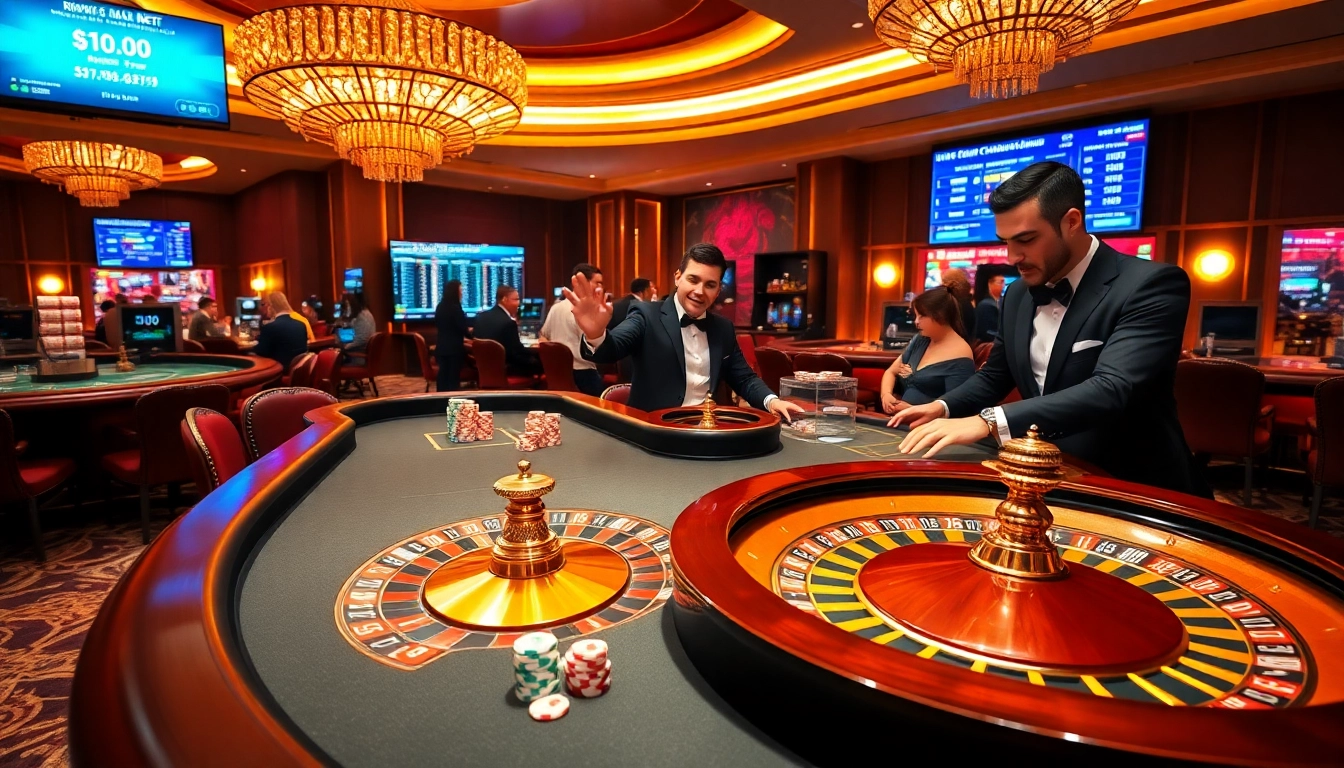 Exciting gaming atmosphere at rikvip.gb.net with poker chips and roulette wheel.