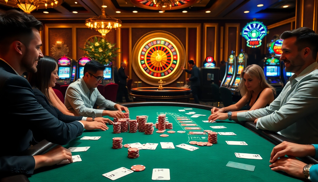 Engage in thrilling blackjack action at https://fun88.supply/ with vibrant casino tables, chips, and players.