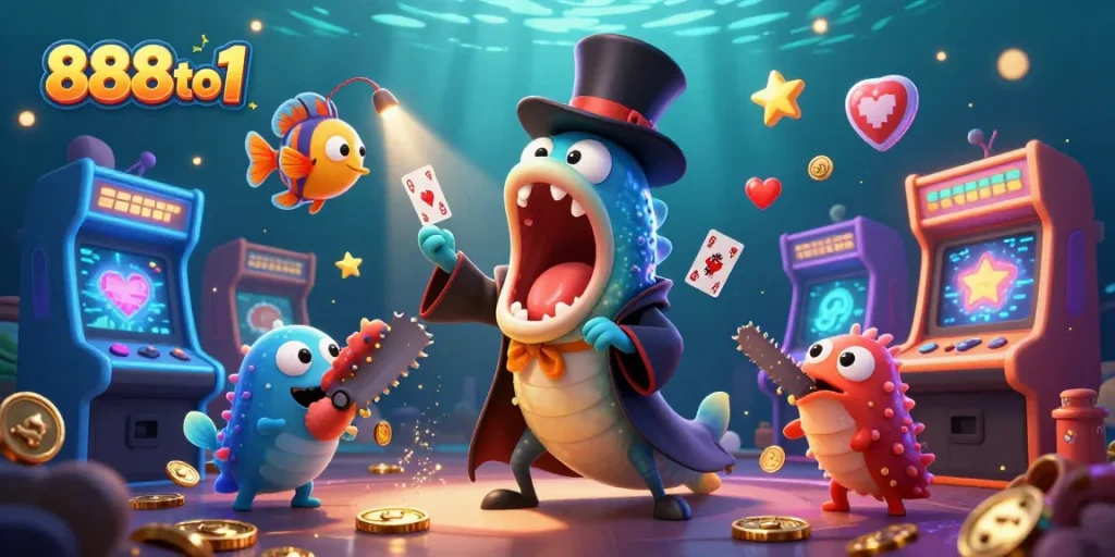 Experience exhilarating gaming excitement at 888to1 with engaging casino-themed characters and vibrant elements.