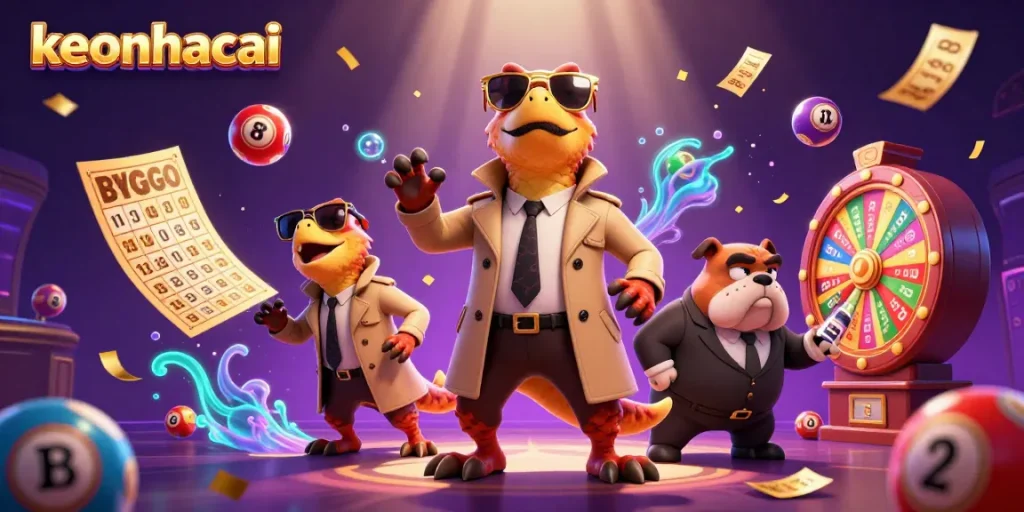 Engage with the keonhacai experience as cartoon raptors attempt to sneak into a VIP casino lounge.