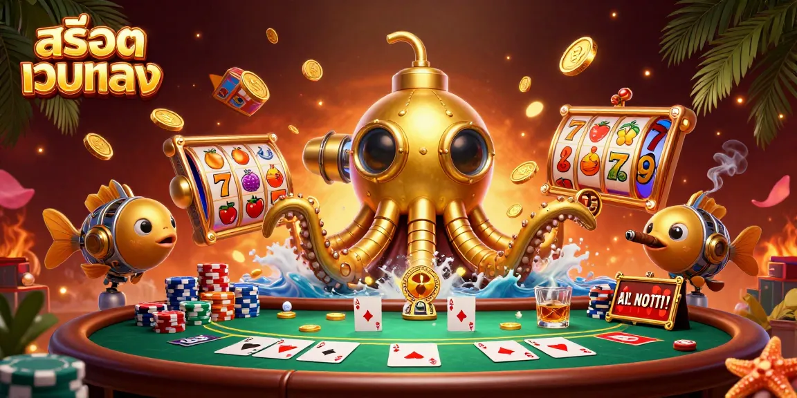 Experience the thrill of สล็อตเว็บตรง with a golden kraken submarine in a dynamic casino adventure.