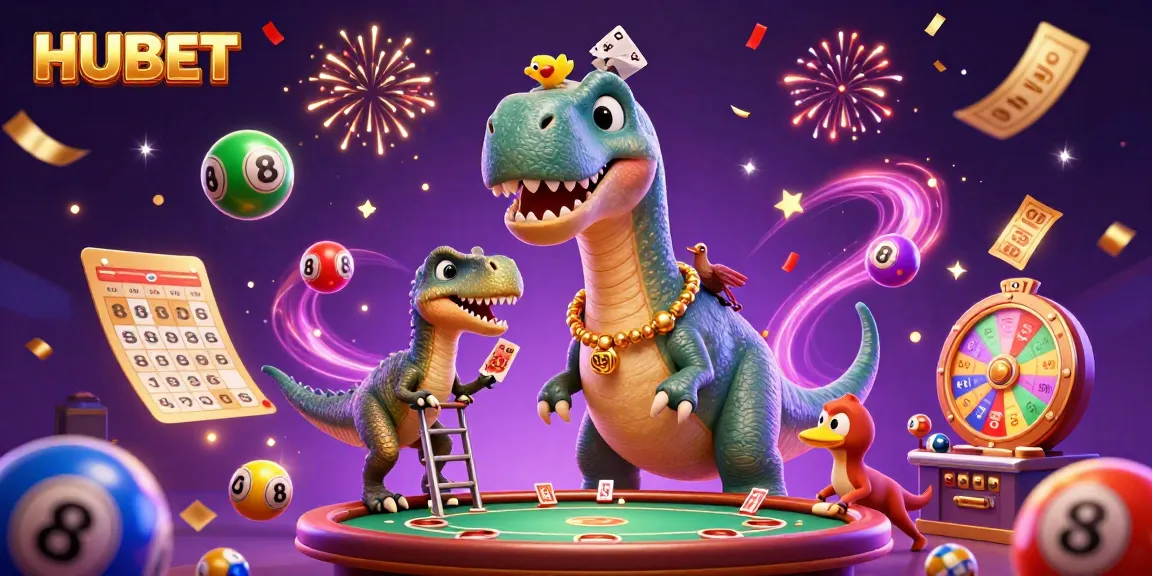 Experience the excitement of HUBET in this vibrant 3D casino scene with imaginative characters.