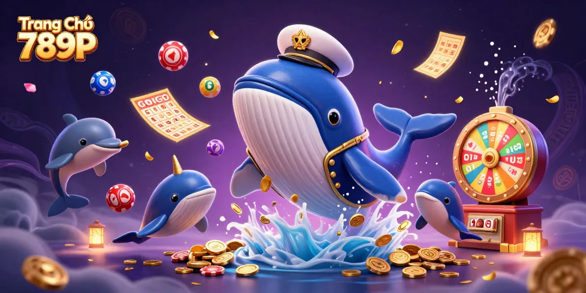 Enjoy a vibrant scene of the casino world with Trang Chủ 789P featuring whales and thrilling game elements.
